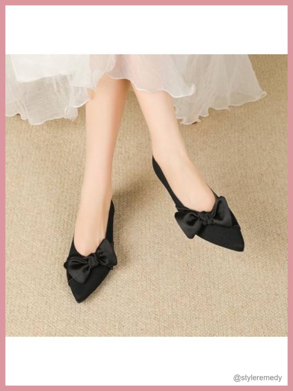 Women's Pointed Toe Ballet Flats with Bow | Mesh Memory Foam Slip-On - Picture 2 of 6